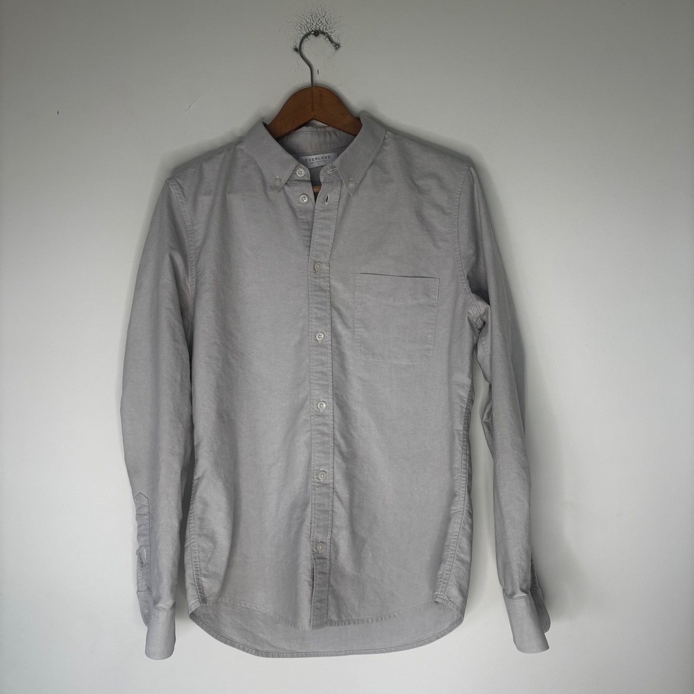 Everlane Gray Cotton Long Sleeve Button Down Oxford Work Shirt Size Medium - Picture 3 of 6